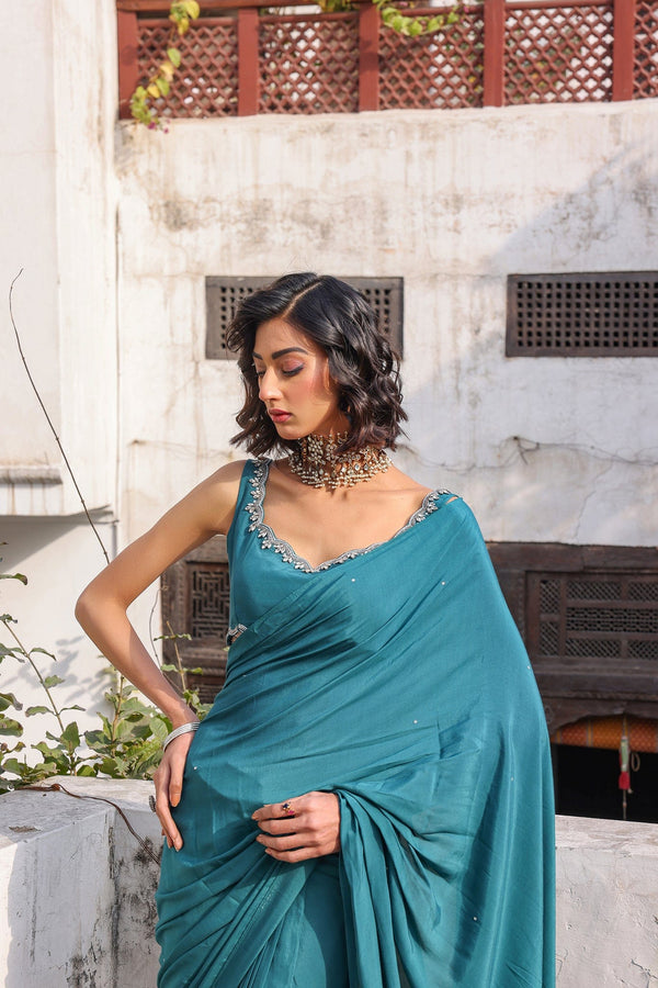 Pine Green Saree