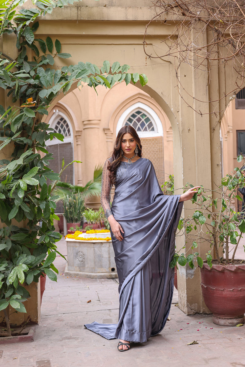 Graphite Glamour - Indian Saree, Traditional Wear