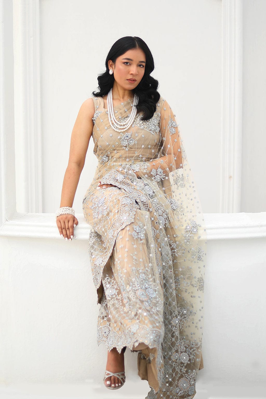 Raw Silk & Net Saree Glamour